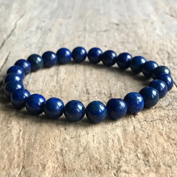 Tesoro Del Sol Other - Men's Lapis Lazuli Beaded Gemstone Stretch Bracelet Unisex - 8mm Beads